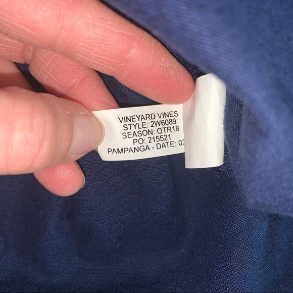 Vineyard Vines Deep Bay Blue Off the Shoulder Embroidered Top size XS - Picture 7 of 7